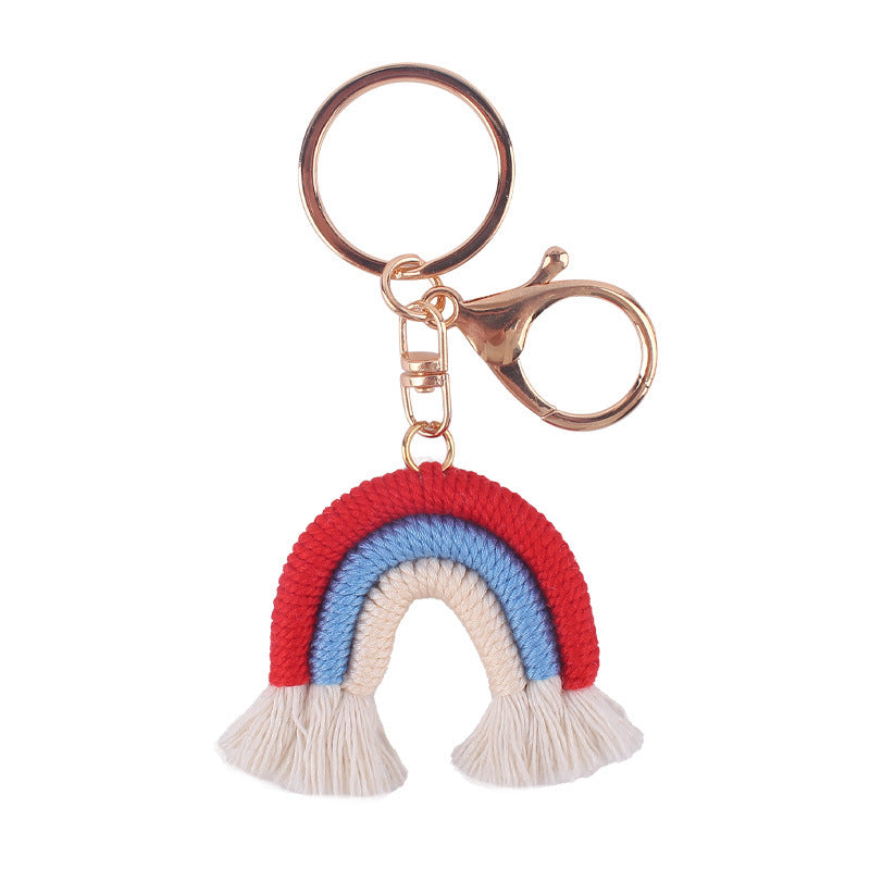 Wholesale Cotton Rope Little Rainbow Handwoven Pendant Tassel Bag Keychains